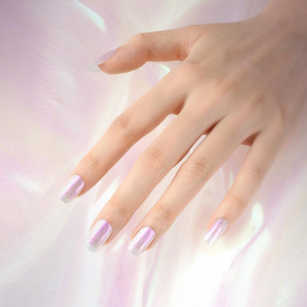 Nails On Board Handmade Holographic Press On Gel Nails - Pink (Medium)